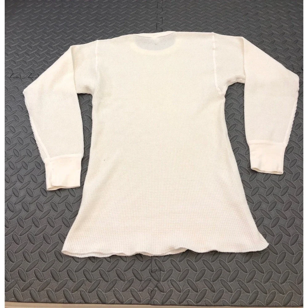 J.E. Morgan Long Johns Shirt Mens XL White Thermal Waffle Knit Made in USA 80s